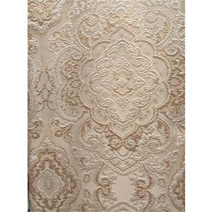 Шторы готовые жаккардовые кремовые с вензелем  дамаск 200*260 см