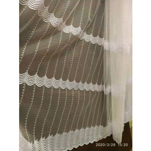 Тюль готовый кремовая сетка с  геометрической вышивкой 500*260см