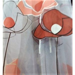 Тюль готовый органза с цветочным рисунком маки
