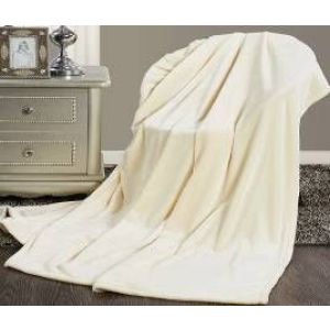 Плед из флиса полуторный кремовый  150-200см.