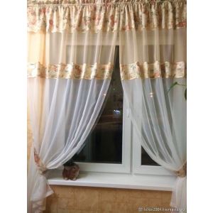 Тюлевые шторы готовые короткие комбинированные  360*180см