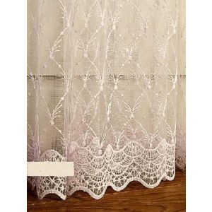 Тюль сетка короткая, кремовая  с вышивкой 300*180см