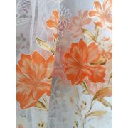 Тюль готовый короткий комбинированный персиковые цветы с  белой отделкой 250*160см